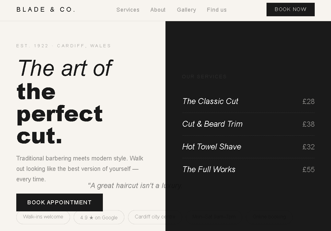 Blade & Co. website screenshot