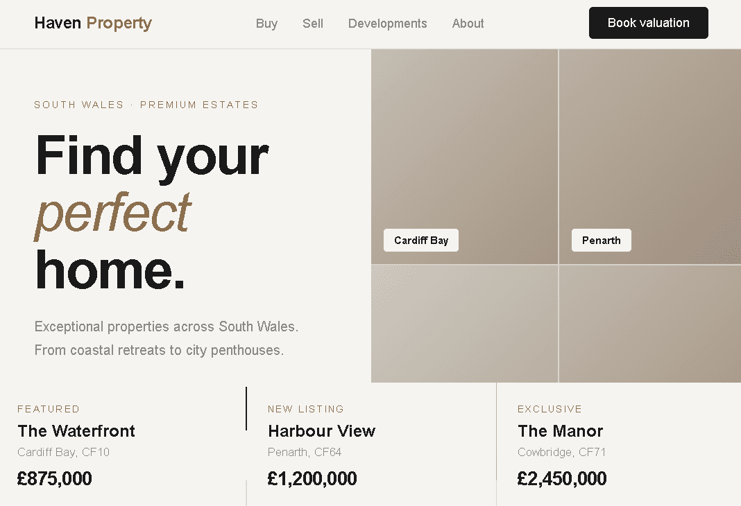 Haven Property website screenshot